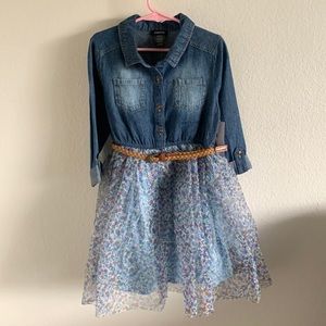 Denim and tool dress with belt